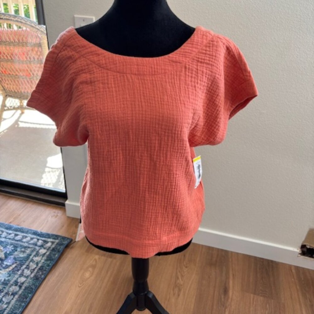 Madewell NWT Orange Double Gauze Popover Boxy Fit Oversized XS